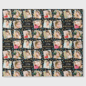 Birthday Confetti Aangepaste naam Foto Collage Bla Cadeaupapier (Vlak)