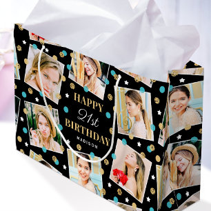 Birthday Confetti Aangepaste naam Foto Collage Bla Groot Cadeauzakje