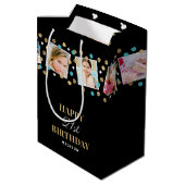 Birthday Confetti Aangepaste naam Foto Collage Bla Medium Cadeauzakje (Achterkant Gekanteld)