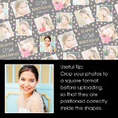 Birthday Confetti Aangepaste naam Foto Collage Blu Cadeaupapier