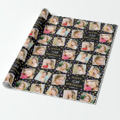 Birthday Confetti Aangepaste naam Foto Collage Paa Cadeaupapier (Uitgerold)