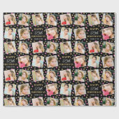 Birthday Confetti Aangepaste naam Foto Collage Pin Cadeaupapier (Vlak)