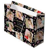 Birthday Confetti Aangepaste naam Foto Collage Pin Groot Cadeauzakje (Voorkant Gekanteld)