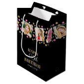 Birthday Confetti Aangepaste naam Foto Collage Pin Medium Cadeauzakje (Voorkant Gekanteld)