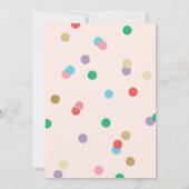 Birthday Confetti Peachy Pink Party Invite Kaart (Achterkant)
