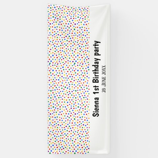 Birthday confetti rainbow spandoek (Verticaal)