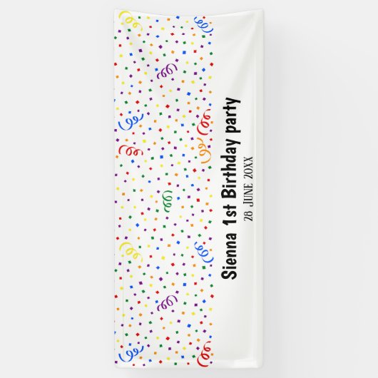 Birthday confetti rainbow spandoek (Verticaal)