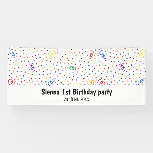 Birthday confetti rainbow spandoek (Horizontaal)