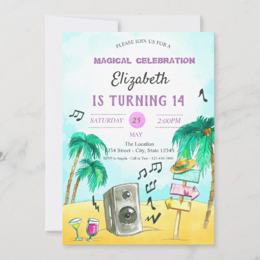 Birthday Cool Beach Kaart (Voorkant)