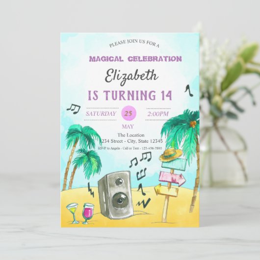 Birthday Cool Beach Kaart (Staand voorkant)