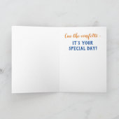 Birthday Cool Blue Cake Colorful Confetti Kaart (Binnen)