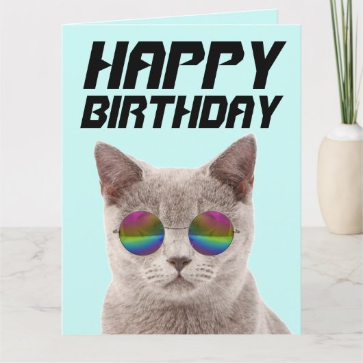 BIRTHDAY COOL CAT MET GROTE ZONGELS KAARTEN (Voorkant)