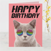 BIRTHDAY COOL CAT MET GROTE ZONGELS KAARTEN (Gele Bloem)