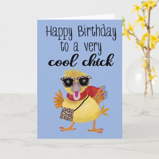 Birthday Cool Chick Kaart (Gele Bloem)
