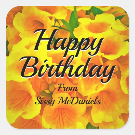 Birthday Copa de Oro Vierkante Sticker (Voorkant)