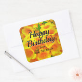 Birthday Copa de Oro Vierkante Sticker (Envelop)