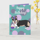 Birthday Corgi Kaart (Gele Bloem)