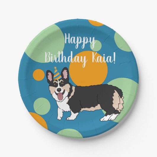 Birthday Corgi Papieren Bordje (Voorkant)
