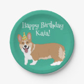 Birthday Corgi Papieren Bordje (Voorkant)