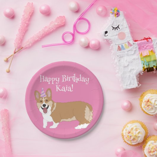 Birthday Corgi Papieren Bordje (Feest)