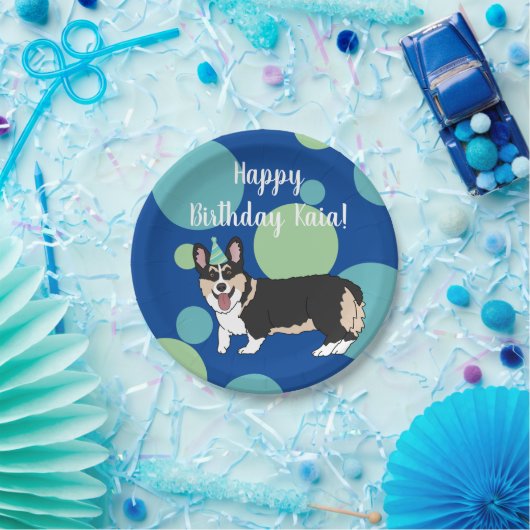 Birthday Corgi Papieren Bordje (Feest)