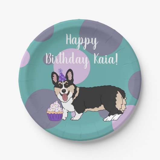 Birthday Corgi Papieren Bordje (Voorkant)