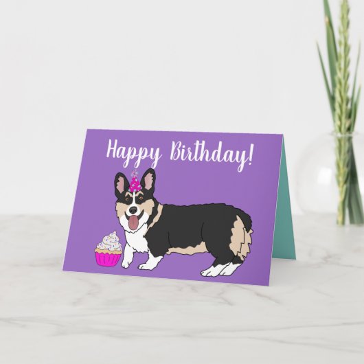 Birthday Corgi Pup Kaart (Voorkant)