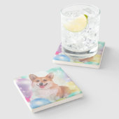 Birthday Corgi Stenen Onderzetter (Zijkant)