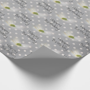 Birthday Cosmos Flowers on Polka Dots Cadeaupapier