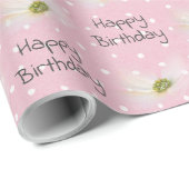 Birthday Cosmos Flowers on Polka Dots Cadeaupapier (Rol Hoek)