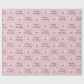 Birthday Cosmos Flowers on Polka Dots Cadeaupapier (Vlak)