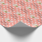 Birthday Cosmos Flowers on Polka Dots Cadeaupapier (Hoek)