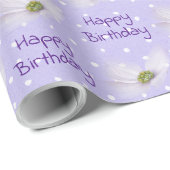 Birthday Cosmos Flowers on Polka Dots Cadeaupapier (Rol Hoek)