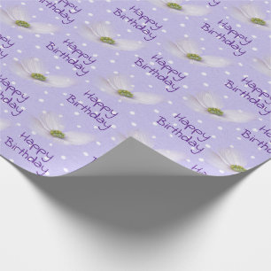 Birthday Cosmos Flowers on Polka Dots Cadeaupapier