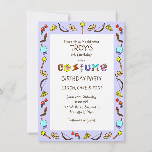 Birthday Costume Party Children's Kaart (Voorkant)