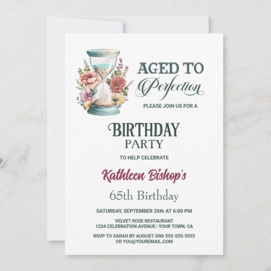 Birthday Country Floral Hourglass Kaart (Voorkant)