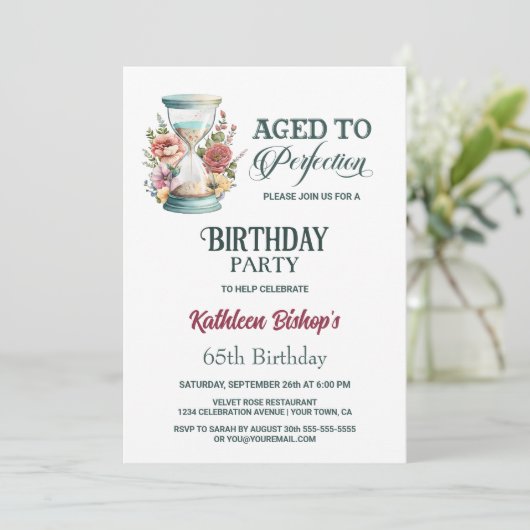 Birthday Country Floral Hourglass Kaart (Staand voorkant)