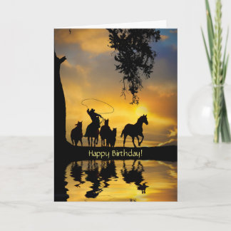 Birthday Country Western Cowboy Happy Trails Kaart