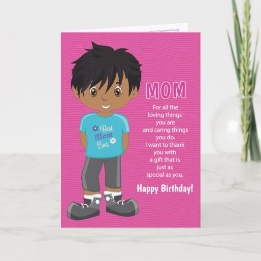 Birthday Coupons voor mam - Multicultural Boy Kaar Kaart (Voorkant)