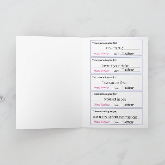 Birthday Coupons voor mam - Multicultural Boy Kaar Kaart (Binnen)