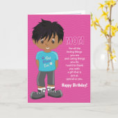 Birthday Coupons voor mam - Multicultural Boy Kaar Kaart (Gele Bloem)