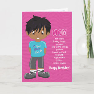 Birthday Coupons voor mam - Multicultural Boy Kaar Kaart