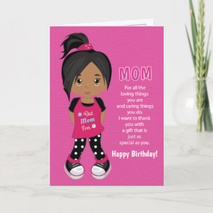 Birthday Coupons voor mam - Multicultural Girl Kaa Kaart