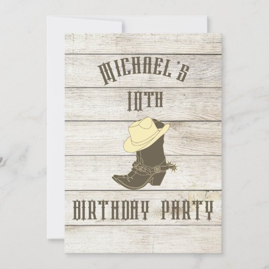 Birthday Cowboy Boys Age Party Uitnodiging (Voorkant)
