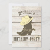 Birthday Cowboy Male Party Invitation Kaart (Voorkant)