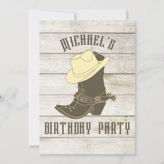 Birthday Cowboy Male Party Invitation Kaart (Voorkant)