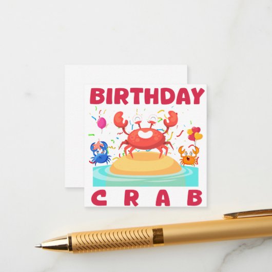 Birthday Crab Party Tee Crabs Lover Birthday Crab Informatiekaartje (Voorkant / Achterkant in situ)