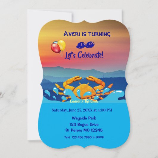 Birthday Crab Symbol/Cancer (21 juni - 22 juli) I Kaart (Voorkant)