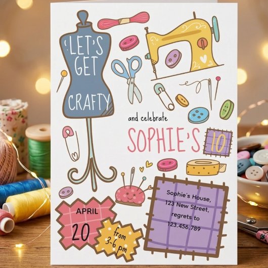 Birthday craft and art Invitation Kaart