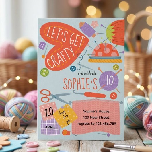 Birthday craft and art Invitation Kaart